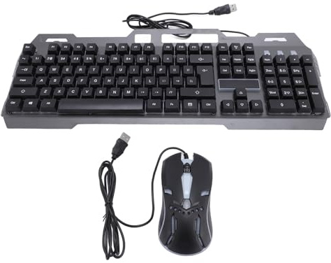 Combinazione Tastiera e Mouse Cablati, Set Ergonomico di Tastiera e Mouse da Gioco a Grandezza Naturale con 104 Tasti con Luce RGB, USB Plug and Play Leggero e Sottile