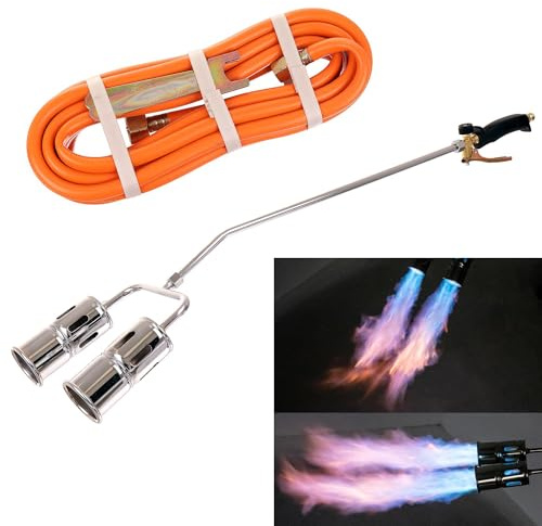 Gasbrenner Doppelbrenner zum Erhitzen der Teerpappe mit einem Schlauch 5m Propan-Butan-Brenner