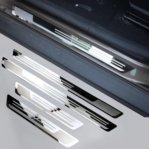 ThnikK Car Door Sill Protector Scuff Plate for Chrysler 300 300C Lancia Thema 2011-2022, Stainless Steel Kick Plates Threshold Welcome Pedal Strip Cover Non-Slip Side Step Pedal Accessories,A