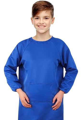Livdouyu Malschürze Malerkittel Kinder 8-12 Jahre Wasserdicht(Blau)