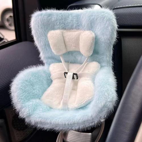 Aosrioylt Siège Auto pour Poupée Labubu, Siège Auto Labubu pour Décoration De Voiture, Siège Auto pour Poupée avec Coussin en Fourrure Douce, Have a Seat Labubu, Siège Auto pour Poupée Bébé(J)
