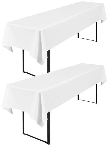 FXKS 2 Stück Weiß Bier Tischdecke 250x100cm für 50cm u.70cm Bier Tisch
