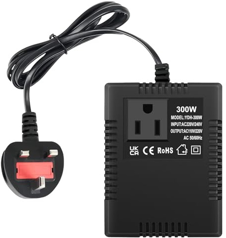 Step Down Transformer US to UK, 300W Step Down Power Voltage Converter Transformer (UK Plug) 220v/240v to 110v/120v, Intelligent Efficient Travel Power Adapter for Power Bank, WIFI, POS Machine