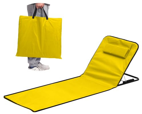 MEISHANG Strandliege Klappbar Leicht,Strandmatte mit Rückenlehne Verstellbar,Tragbare Liege Strand,Sonnenmatte Klappbar mit Tragetasche und Praktisches Staufach,für Strand,Pool,Garten & Terrasse