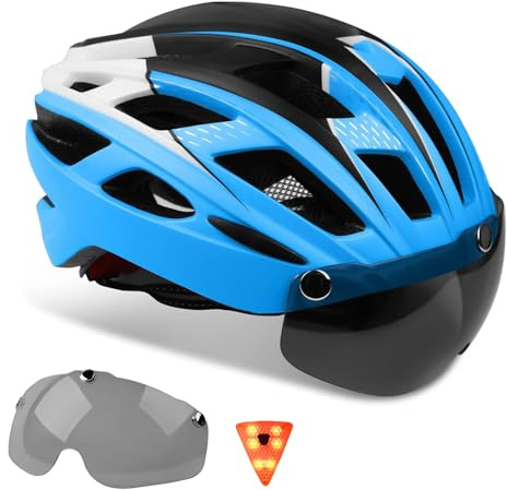 KINGLEAD Casque de Vélo Hommes Femmes Adulte avec éclairage LED et Magnétiques Visière,Casque VTT Cyclisme Route Amovible et Réglable Certifié CE