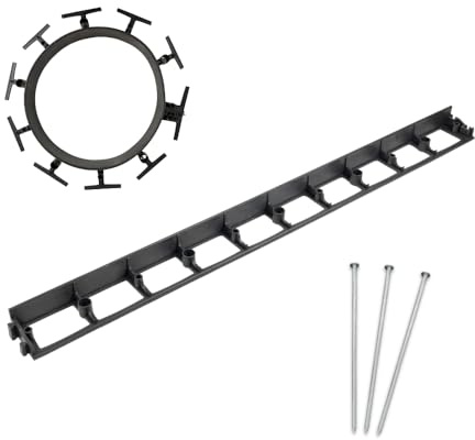 bepco Rasenkante - Pflasterkante 10er Set (LxH: 100 x 4,5 cm) - Flexible & Robustes Gartenabgrenzung für Rasen, Beet und Pflaster aus recyceltem Kunststoff, mit 30x Stahl-Erdanker (verzinkt)
