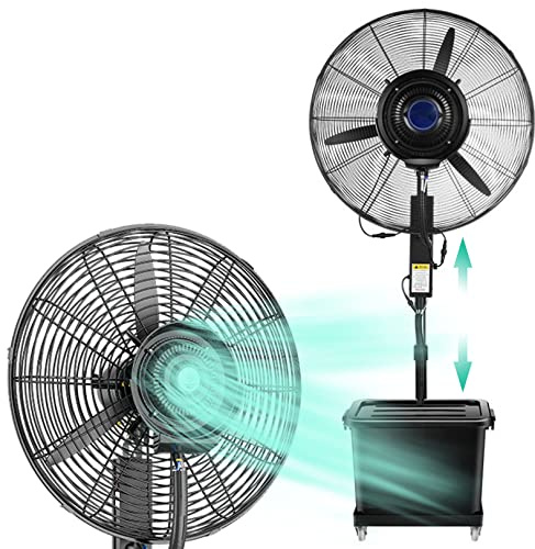 OUKMXSY Ventilatore a piantana per Esterni con nebulizzatore, Oscillazione a 90°, 3 impostazioni di Potenza, Serbatoio di Grande capacità da 12 galloni, Altezza Regolabile, nebulizzatore i