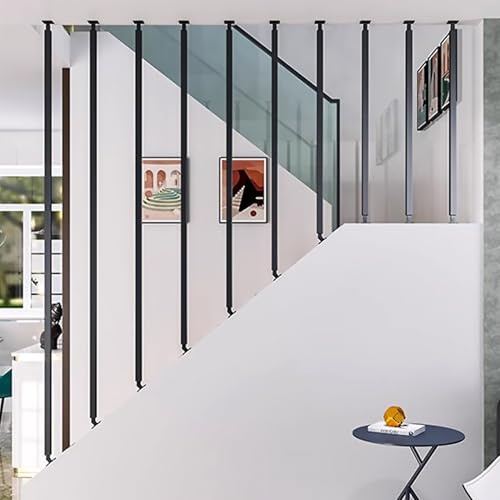 Poteau d'escalier réglable en fer forgé noir de 30 à 150 cm pour décoration intérieure du sol au plafond de type I, support de balustrade de 80 cm de hauteur pour marches de couloir