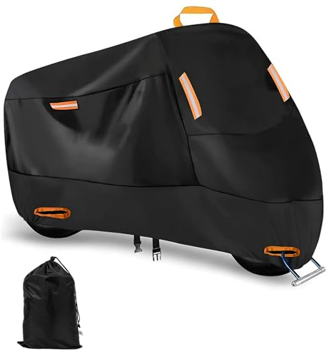 Zorplex Funda para Moto Impermeable, Cubierta Impermeable Antipolvo y Antiviento, Tejido Oxford 210D Resistente, Protección contra, Sol, Nieve y UV para Interior y Exterior(245x105x125cm)