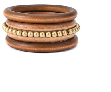 YYHTYZ Eco-Friendly Wooden Bracelet, Hypoallergenic, Handcrafted Natural Brown Wood, Wooden Bracelet Stackable Stylish and Distinctive Bohemian Style, Decorated Brass Beads，Suitable for Both Men and Women. (brown)