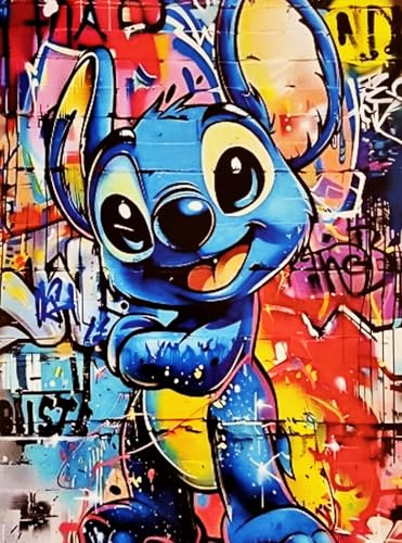 Disney Poster décoratif mural, série dessin animé, Street Art, Stitch, impression artistique sur papier patiné, 40 x 30 cm, sans cadre