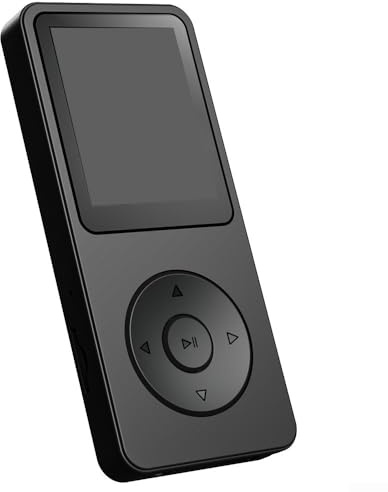 Lettore MP3 con Bluetooth 5.0, radio FM, e-book, registrazione vocale, visualizzatore di foto, supporto audio senza perdite, auricolari inclusi (nero, 128 GB)