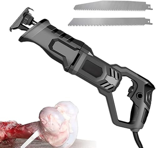 Electric Reciprocating Saw, Multi-Speed Control Bone & Branch Cutter with LED Light & Self-Locking Chuck - Ideal for Butchers, Hunting & Garden Use