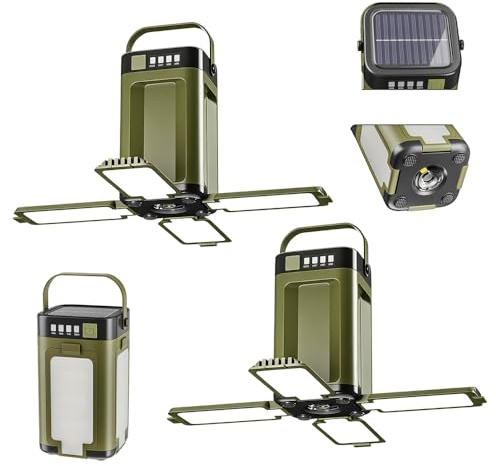 2 Stück Campinglampe Solar, HOVCEH USB Campinglampe Aufladbar, Faltbar LED Camping Laterne mit 6 Modi, 4 Bewegliche Leuchten, 2000 mAh Akku, Wasserdicht für Camp, Wandern, Notfall
