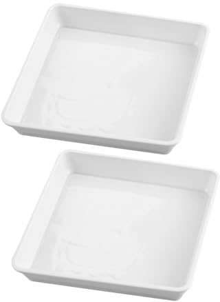 CLISPEED Vassoio Sottovaso Quadrato 40X40 CM in Plastica Bianca, Set da 2, per Vasi Medi, Adatto a Uffici e Balconi