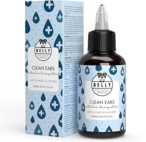 Belly Veganer Ohrreiniger für Hunde, Natürliches Ohrenreiniger Hunde Spray zur Hundepflege - Alternative zu Wattestäbchen,Hunde Ohrenreiniger mit Teebaumöl,Ohrreiniger Hunde Spray zur Ohrpflege 100ml