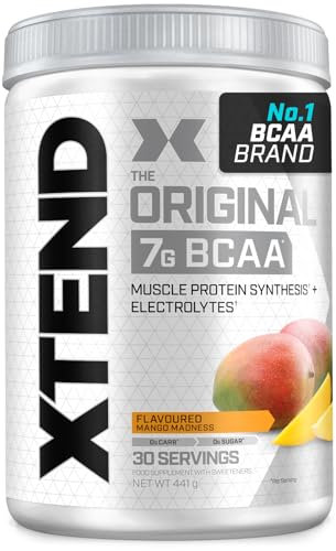 XTEND Original BCAA Powder Mango Madness 30 Servings | 7g BCAAs Per Serving | Sugar Free Branched Chain Amino Acids and Electrolytes Powder for Post Workout Muscle Recovery and Hydration
