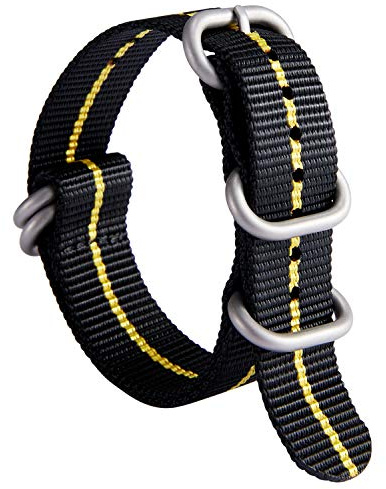 BINLUN Uhrenarmband Nylon Dickes Premium Ballistisches Armband Mehrfarbige Bänder für Herren Damen 18mm 20mm 22mm 24mm mit Silber/Schwarz Edelstahl Schnalle