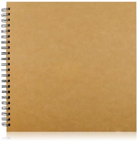 UPlama 12x12 Inch Hardcover Scrapbook & Photo Album - 100 Pages DIY Kraft Memory Book with Spiral Binding for Weddings, Anniversaries, Family Photos