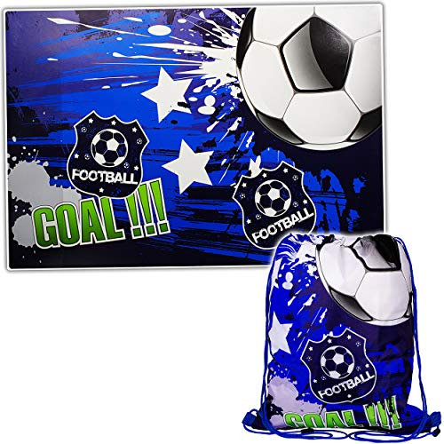 alles-meine.de GmbH Set: große - Schreibtischunterlage + Beutel - Fußball - Ball Football - Malbeutel/Maltasche - Unterlage - 60 cm * 40 cm - abwischbar - Schreibunterlage/Ba..