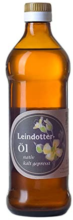 Leindotteröl (500ml) der Ölmühle Garting, herrlich leichter, kresseartiger Geschmack, perfekt zu Salaten/Fisch/Gemüse, kaltgepresst, naturbelassen, vitaminreich