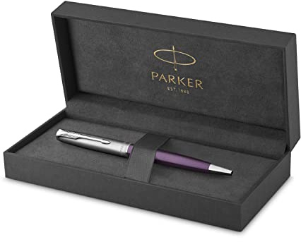 PARKER Sonnet Essentiel Ballpoint pen, Violet, Chrome trims, Medium point black refill, Geschenkbox