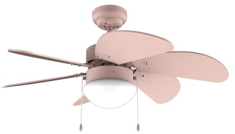 Cecotec Ventilador de Techo con Luz EnergySilence Aero 3600 Vision Full Pink. 50 W, Diámetro 36”, 3 Velocidades, 6 Aspas Reversibles, Modo winter-summer, Uso Sencillo, Interruptor en Cadena