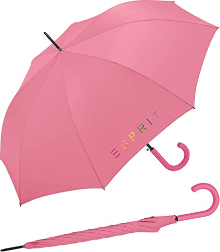 ESPRIT Paraguas automático Rainbow Dawn, Logotipo de color rosa carmín, 101 cm, Elegante