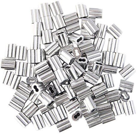 Duendhd 100 Stück Aluminium-Crimpschlaufen-Hülsen für Drahtseile und Kabel mit 3 mm Durchmesser