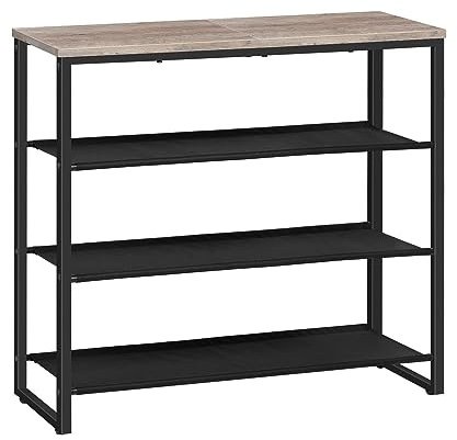 HOOBRO Scarpiera a 4 Ripiani, Scaffale Portascarpe, Organizzatore per 12-16 Paia di Scarpe con 3 Ripiani in Tessuto Oxford e Piano, per Ingresso e Armadio, Stile Industriale, Grigio Talpa EBG47XJ01G1