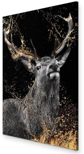 murando - Akustikbild Hirsch Bilder Akustikschaum Hochleistungsschallabsorber Schallschutz Leinwand 1 tlg Wandbild Raumakustik Schalldämmung Tier Abstrakt g-C-0309-b-a