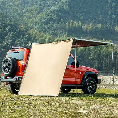 Roof Rack Awning, Car Awning Camping Retractable Camper Awning, Optional Side Cloth, Car Side Awning, PU5000mm, UPF50+, Outdoor Camping Travel (Color : With 1 side cloth, Size : 200 * 300CM)