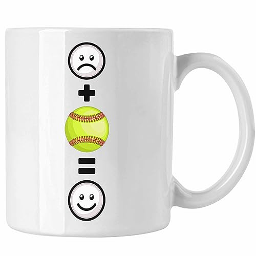 Trendation - Tennis Tasse Geschenk für Tennis-Spieler Lustige Geschenkidee :(+ Tennisball = :) Geburtstag (Weiß)
