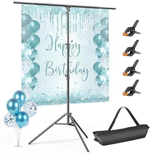 EMART Soporte de Fondo 1,5x2,5m en Forma T | 4 Pinzas de Resorte, Bolsa de Transporte, Estudio de Video, Fotografía