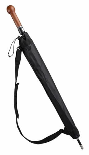 Selbstverteidiungungsschirm | Freie Waffen | Teflonbeschichtetes Schirmdach | schwarz | Automatischer Öffnungsmechanismus | Unauffälliger Selbstschutzartikel | Tragetasche mit Schultergurt