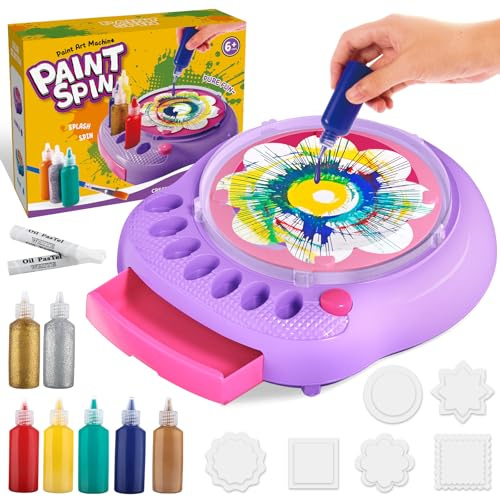 TingingYuli Kunst und Handwerk für Kinder im Alter von 6-12 Jahren, Farbe-Drehkunst-Maschinen-Set, coole Mal-Spinner-Spielzeuge-Sets, kreative Kunstmaterialien Geschenke für Jungen und Mädchen (Lila)