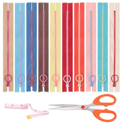 Swpeet 12P 15cm Resin Zipper Metal Ring Puller Colorful Sewing Pouch Bag DIY Sewing Craft Random Color (25cm), bobina di plastica cerniere per sarti fai da te
