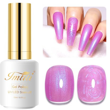 Imtiti Aurora Mermaid Purple Blue Gel Nail Polish, 15ML Gel Polish Pearl Shimmer Glitter Shell Soak Off U V Gel Nail Polish for DIY Nail Art Manicure 1Pcs