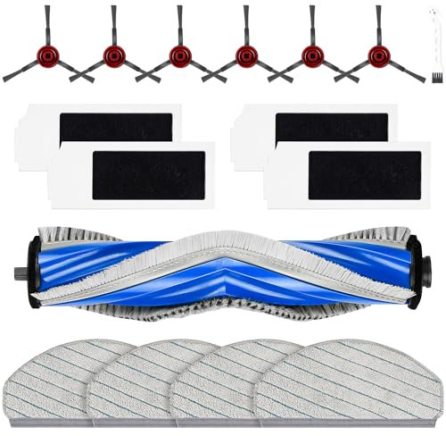 16 Stück Zubehör für Bosch Spotless + BCRD1W / Ecovacs Deebot N20 Pro Plus / N20 Plus / N20 Saugroboter, 1 Hauptbürste 4 Wischtücher 4 Filter 6 Seitenbürsten 1 Reinigungsbürste