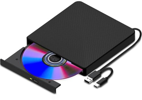 XIAOXIN Lettore DVD Esterno per PC Portatile USB 3.0, Slim USB C CD RW Masterizzatore Esterno per Laptop, Desktop, Macbook Air/Pro, Compatibile con Windows 11/10/XP/8/7/MacOS