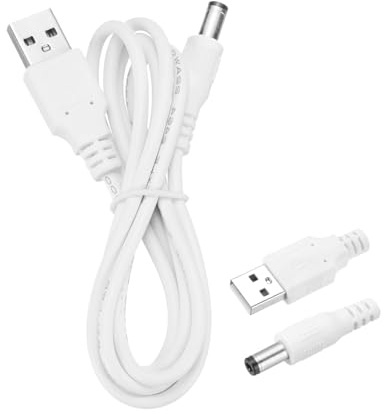 QUARKZMAN USB auf DC-Stromkabel 2A 5V DC-Stromkabel 5.5mmx2.5mm Jack Ladekabelstecker Adapter für Lüfter Kamera Telefon Tablet-Geräte (1m, Weiß)