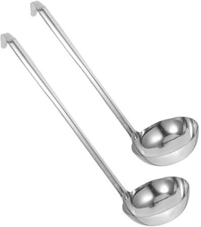 GETAJGHSD 2pcs Stainless Steel Ladle Soup Ladle Sauce Spoon for Cooking Gravy Serving for Soup Ramen Kitchen Utensil