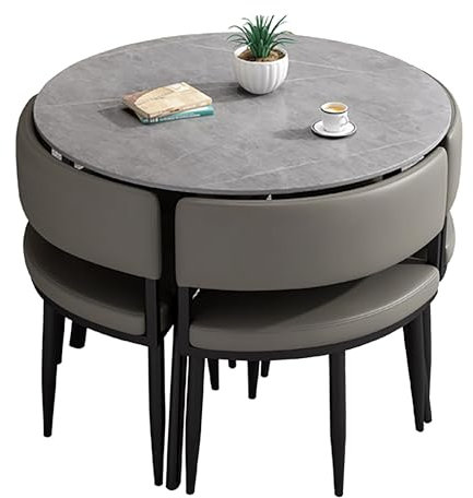 Moderner Besprechungstisch Küchentisch Möbel für Esszimmer Quadratisch/Rund Esstisch Set für 4 5 Stück Esstisch mit 4 Stühlen Kleine Räume Verhandlungstisch Stühle Set