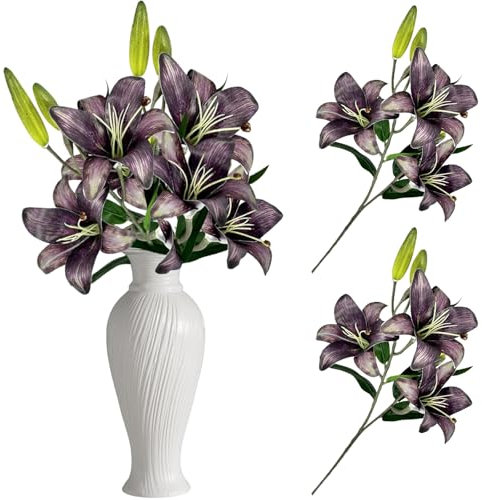 astylishome Fleurs artificielles pour décoration - Arrangements floraux artificiels - Bouquet de lys 4820