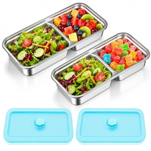 MACULPER 2 Stück Edelstahl Snackbox 2 Fächern