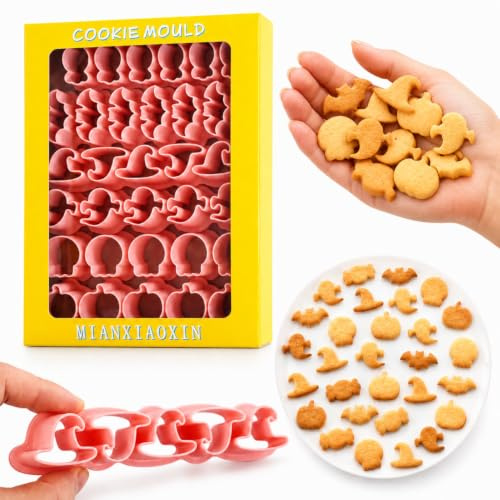 Mini Halloween Biscuit Cutter Set | Includes pumpkin, skull, bat, ghost, witch hat and candy shapes; ideal for biscuits, fondant and party treats