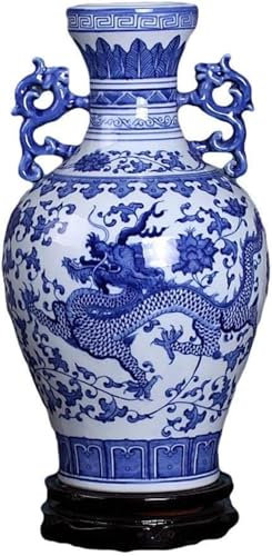 LONGDUOU Vaso Vasi Porcellana Porcellana blu e bianca Ceramica Dipinto a mano Modello drago Anfora Bottiglia Soggiorno Decorazione floreale Decorazione scultura Accessori for la casa Decorazione camer