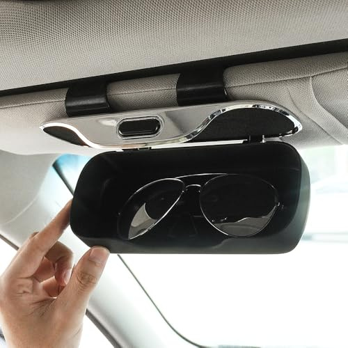 Blueshyhall Brillenetui Auto Sonnenblende, Auto Brillenetui Halterung Clip Brillenbox Sonnenbrille Multifunktionaler Organizer, Auto Visier Brillenetui Hardcase Groß Einhändig Bedienbar