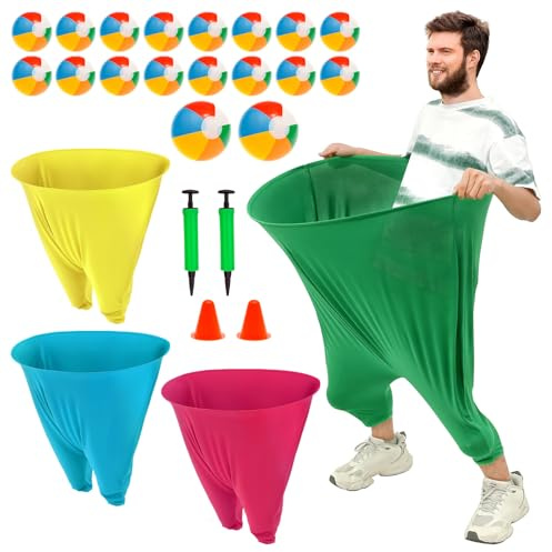 4 Stück Oma Hosen Hofspiel,Granny Pants Spiel,Lustige Hosen Hofspiel,Riesen Dehnhosen Wurfspiel,für Gartenparty,Teamstaffel,Familienfeier und Outdoor Spiele(gelb, grün, rot, hellblau)