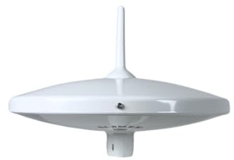 Glomex – Antenna TV/FM/DAB Oasis AGC Ø25cm (Bianco), Modello T480AGC – Amplificatore Automatico, Kit Installazione Tetto, Per Veicoli da Viaggio (Camper, Van) – Ricezione Semplificata FULL HD
